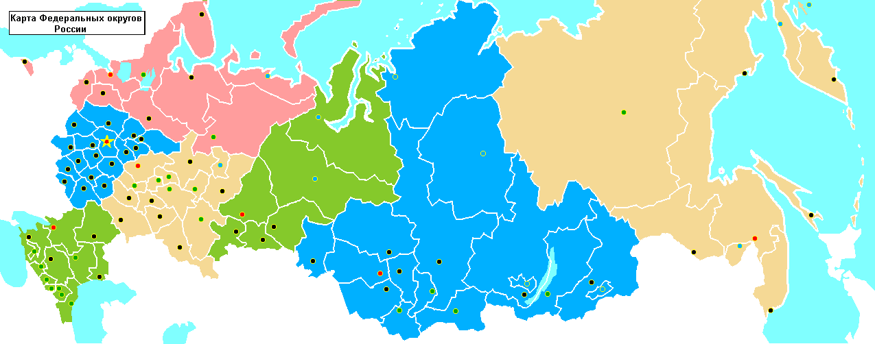 карта федеральных округов Российской Федерации